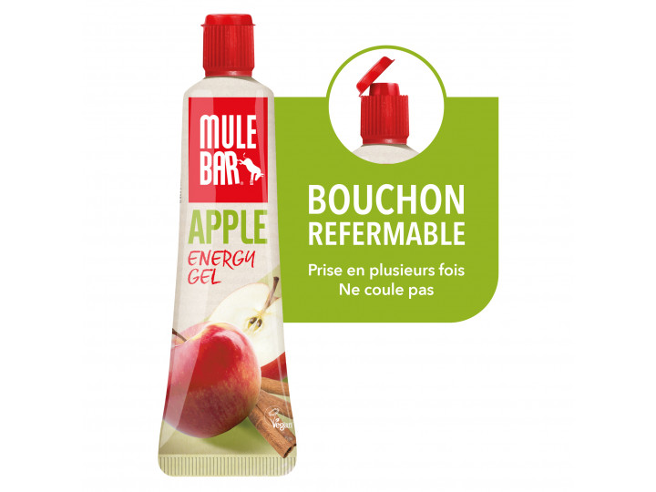 Mulebar apple energy gel with reclosable lid
