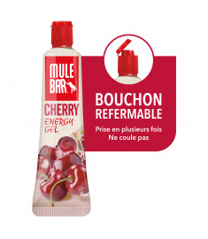 Mulebar cherry energy gels with reclosable lid