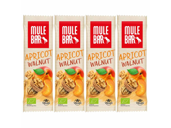 Pack of 4 apricot & wallnut Mulebar energy bars
