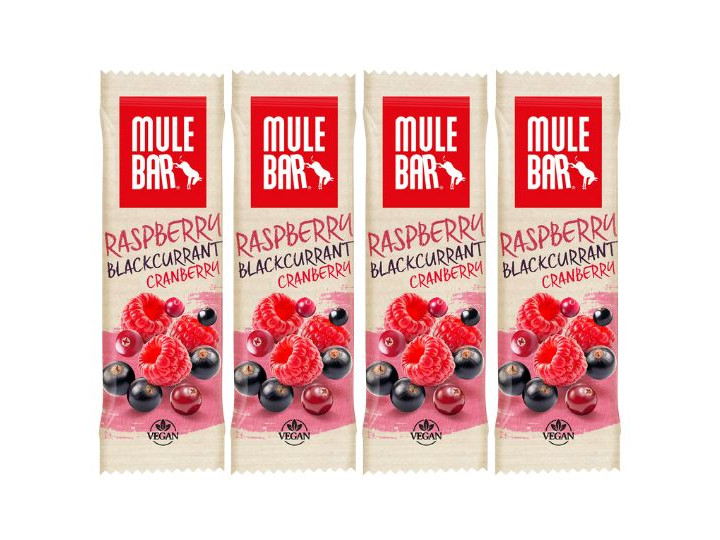 Pack of 4 red fruits Mulebar energy bars