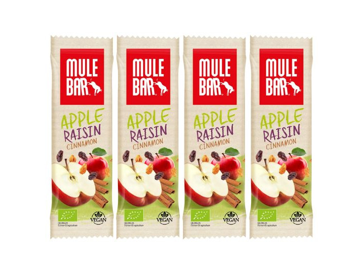 Pack of 4 Apple and raisins Mulebar energy bars