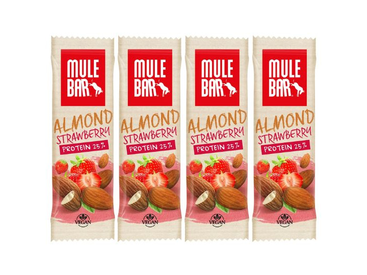 Pack of 4 Almond and strawberry Mulebar protein bars