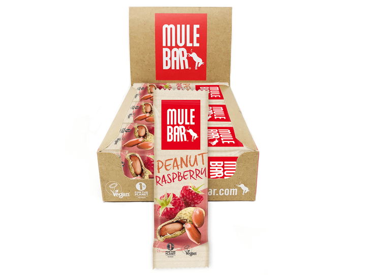 Box of 15 peanut & raspberry Mulebar cereal bars