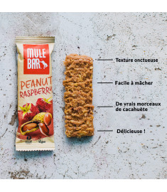 Les ingrédients de la barre Mulebar cacahuète framboise en image