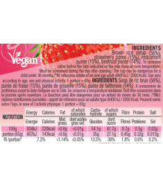 Strawberry Redcurrent and Beetroot Mulebar pulp ingredients and nutritional values